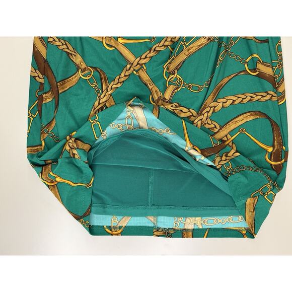 Ralph Lauren Faux Wrap Dress Womens 4 Green Horse Tack Equestrian Ruched Classic - Picture 9 of 16